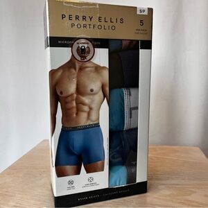 NWT Perry Ellis 5 Pack Men's Modern Fit/Stretch Boxer Briefs -Small